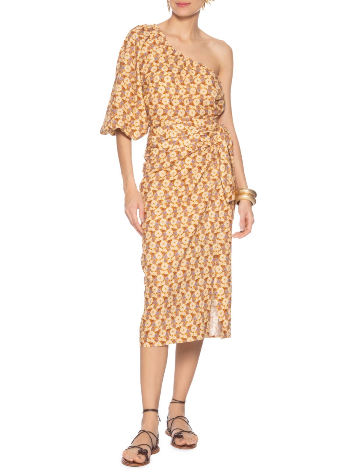 Blusa Feminina Ombro Só Estampa Cali Bege Maria Filó