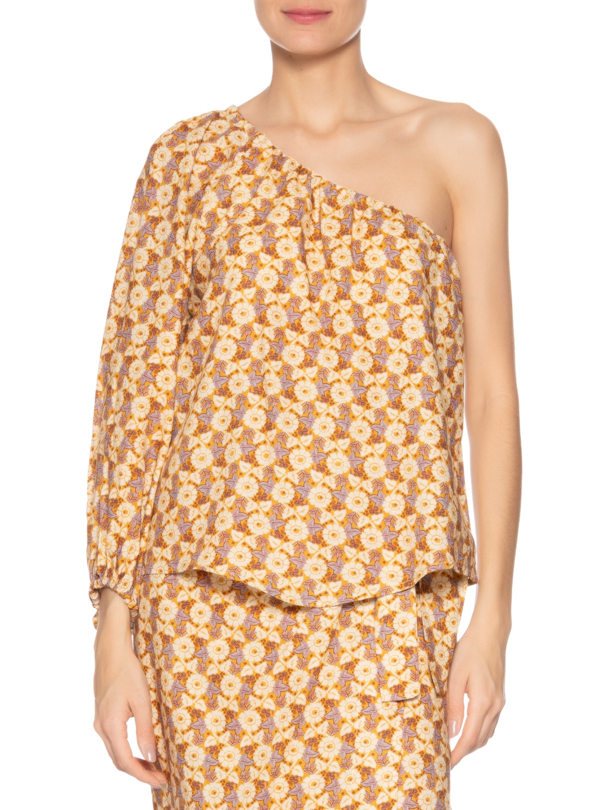 Blusa Feminina Ombro Só Estampa Cali Bege Maria Filó