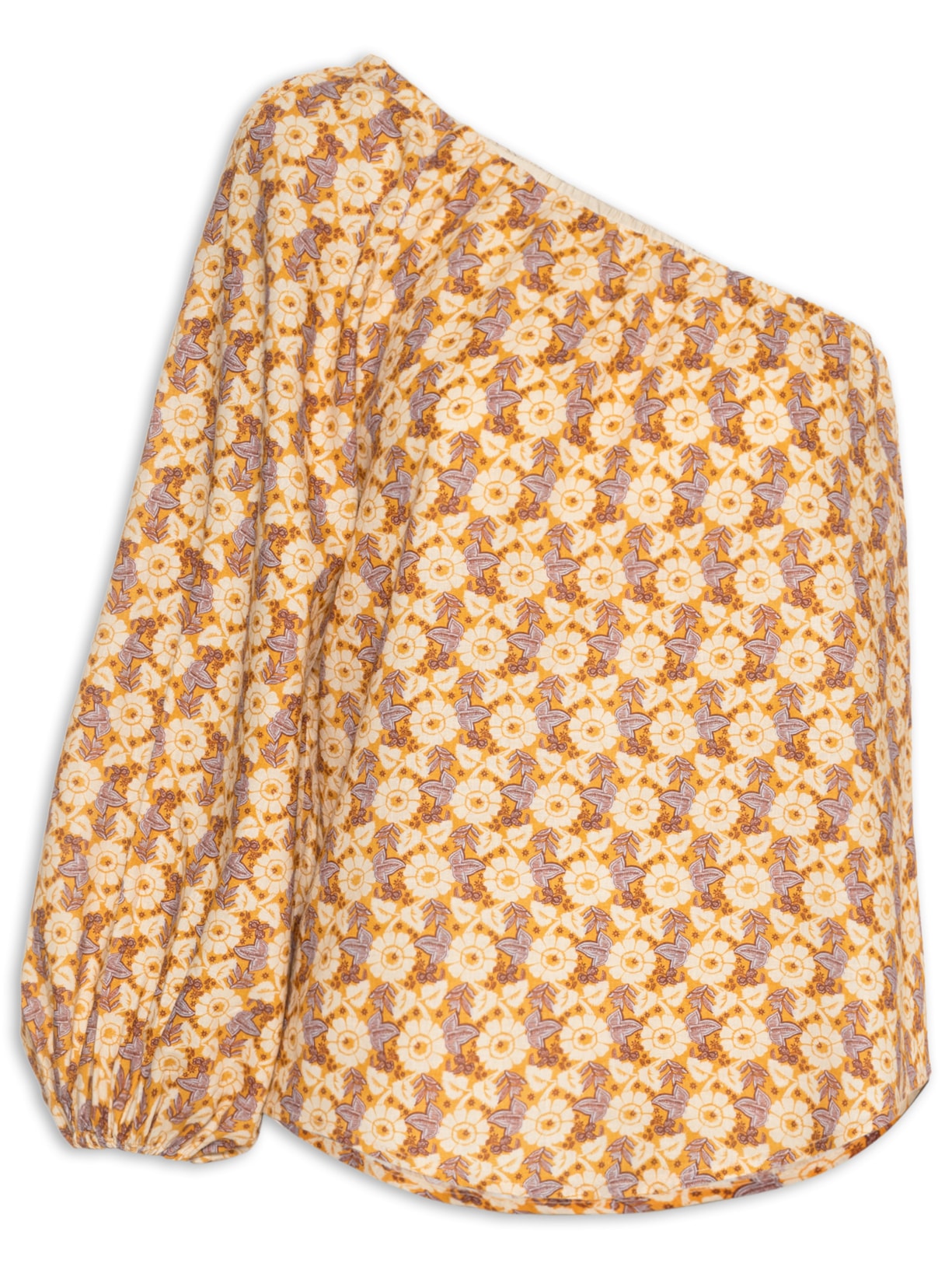 Blusa Feminina Ombro Só Estampa Cali Bege Maria Filó