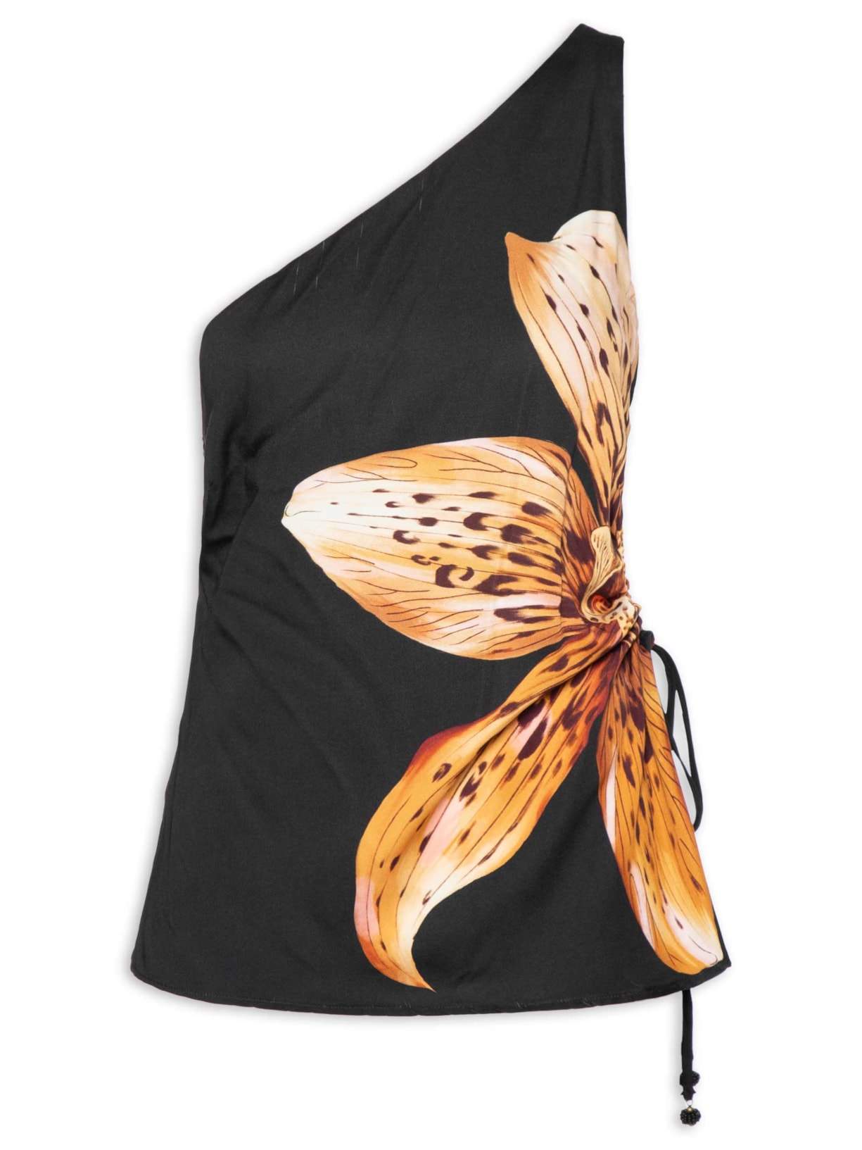 Blusa Feminina Ombro Só Orquídea Onça  Preto Farm