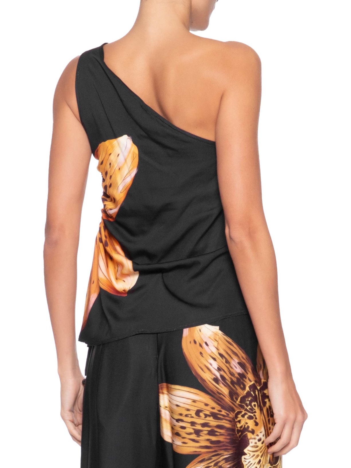 Blusa Feminina Ombro Só Orquídea Onça  Preto Farm