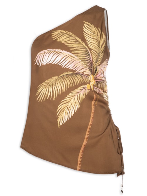 Blusa Feminina Ombro Só Sol De Coqueiro - Marrom