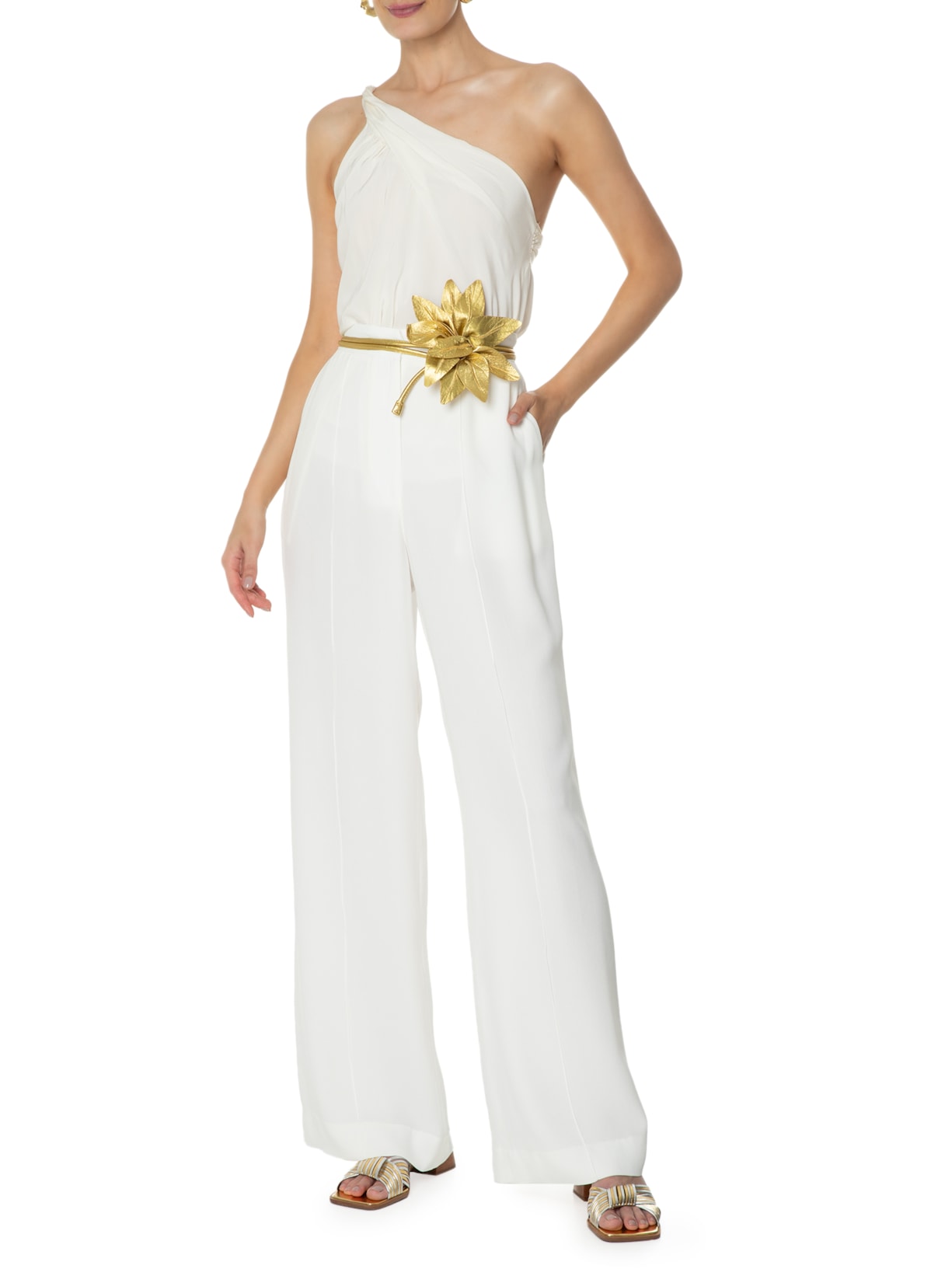 Blusa Feminina Ombro Torcido Off White Animale