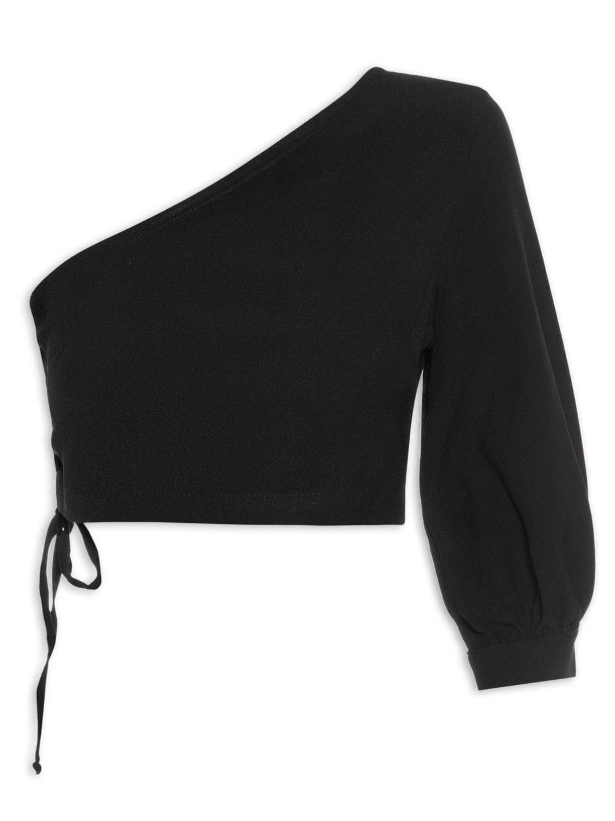 Blusa Feminina Ombro único Amarração Lateral - Preto
