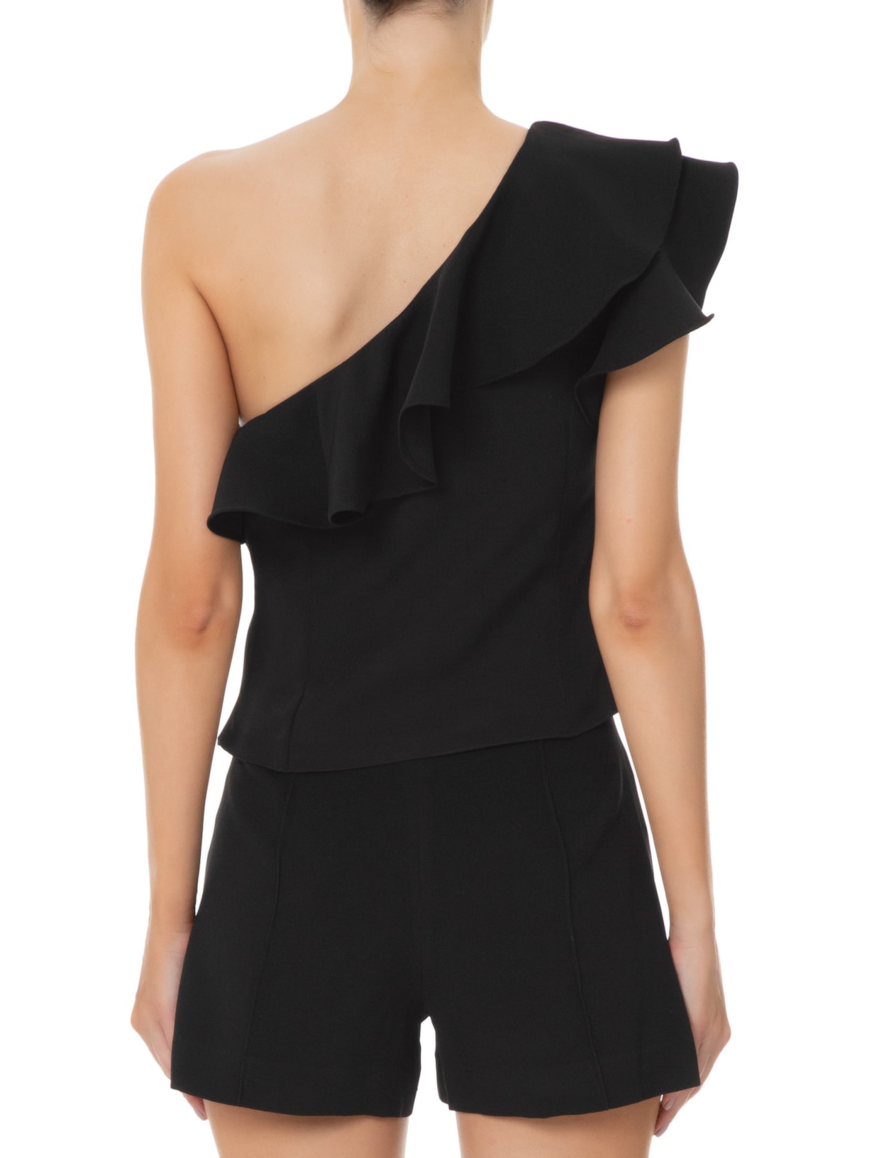 Blusa Feminina Ombro único Babados Preto '2Essential