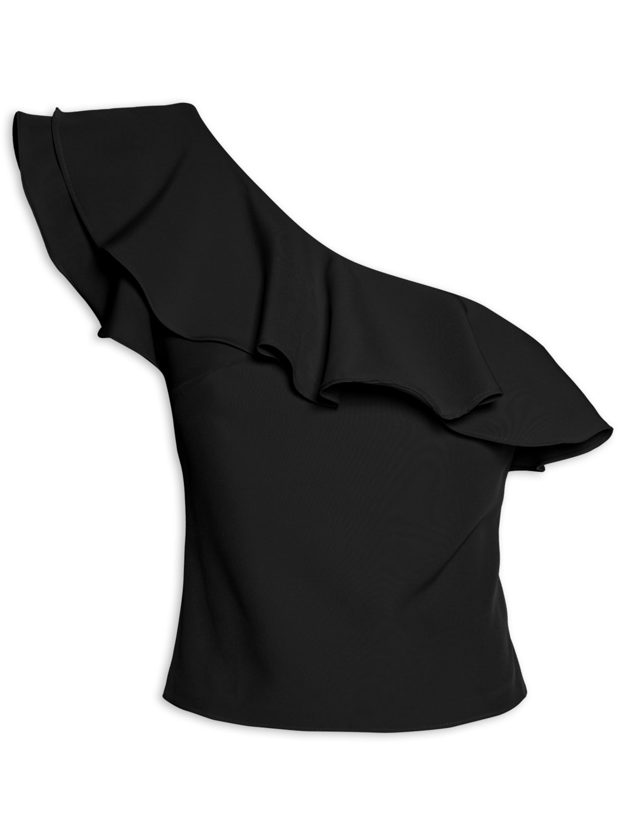Blusa Feminina Ombro único Babados Preto '2Essential