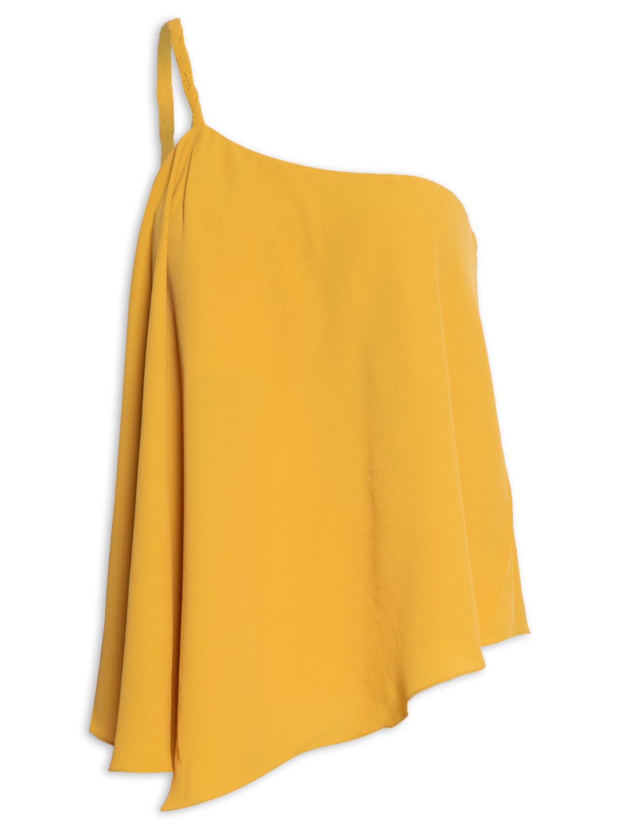 Blusa Feminina Ombro Único Com Alça Trançada - Amarelo