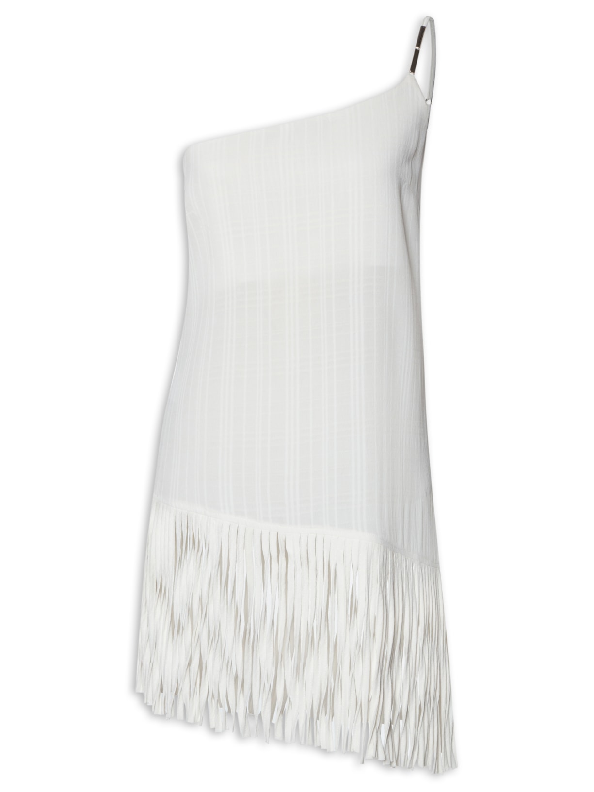 Blusa Feminina Ombro Único Com Franjas - Off White