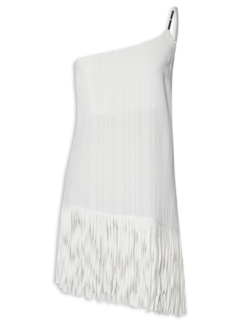 Blusa Feminina Ombro Único Com Franjas - Off White