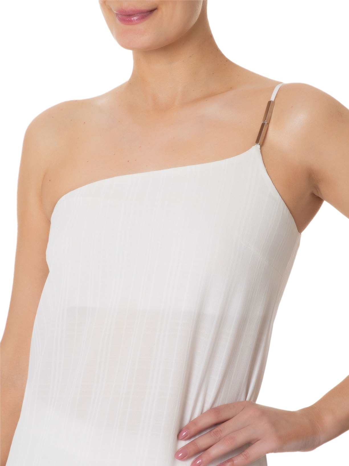 Blusa Feminina Ombro Único Com Franjas Off White '2Essential