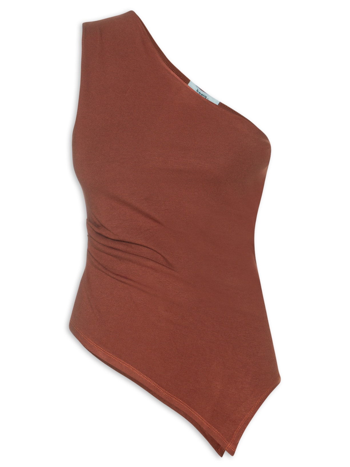 Blusa Feminina Ombro Único Drapeada - Marrom