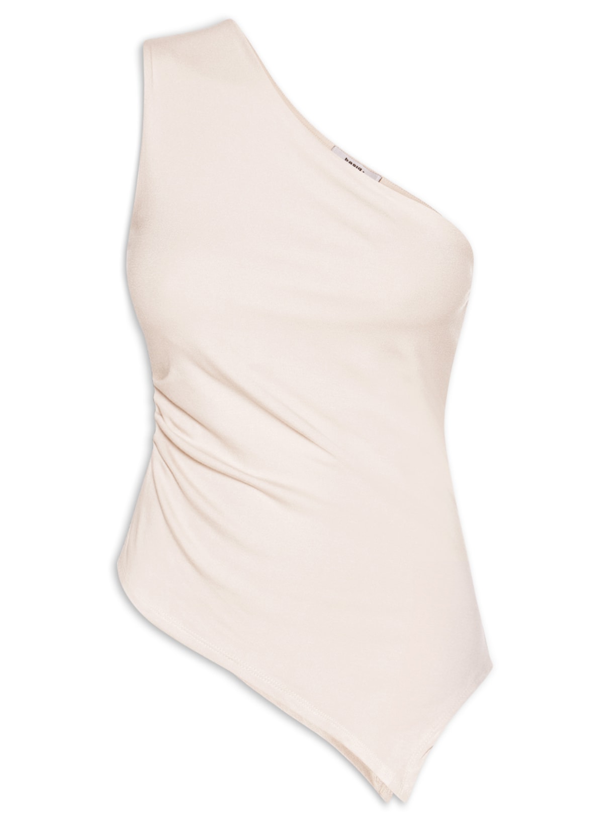 Blusa Feminina Ombro Único Drapeada Off White Basiq