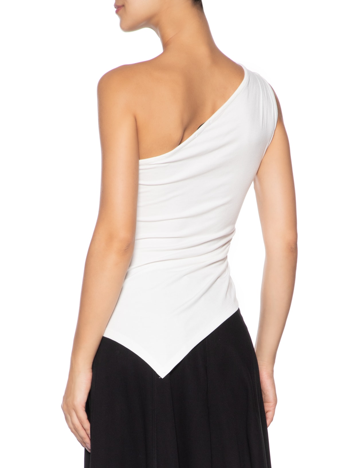 Blusa Feminina Ombro Único Drapeada Off White Basiq