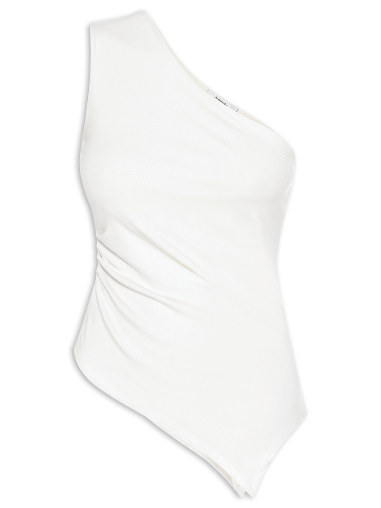 Blusa Feminina Ombro Único Drapeada Off White Basiq