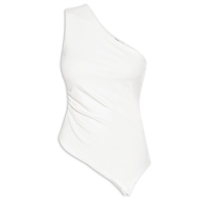 Blusa Feminina Ombro Único Drapeada - Off White