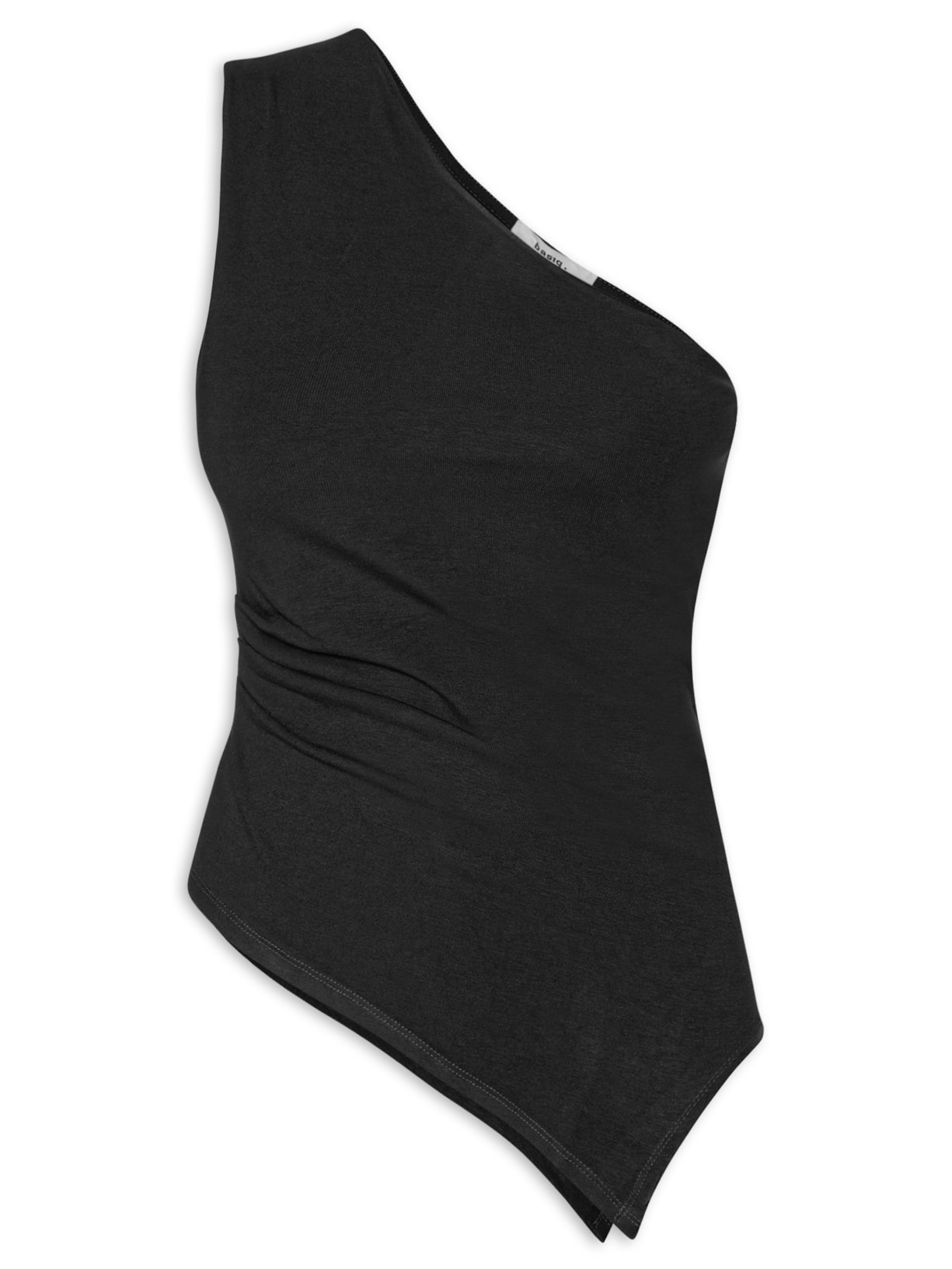 Blusa Feminina Ombro Único Drapeada - Preto