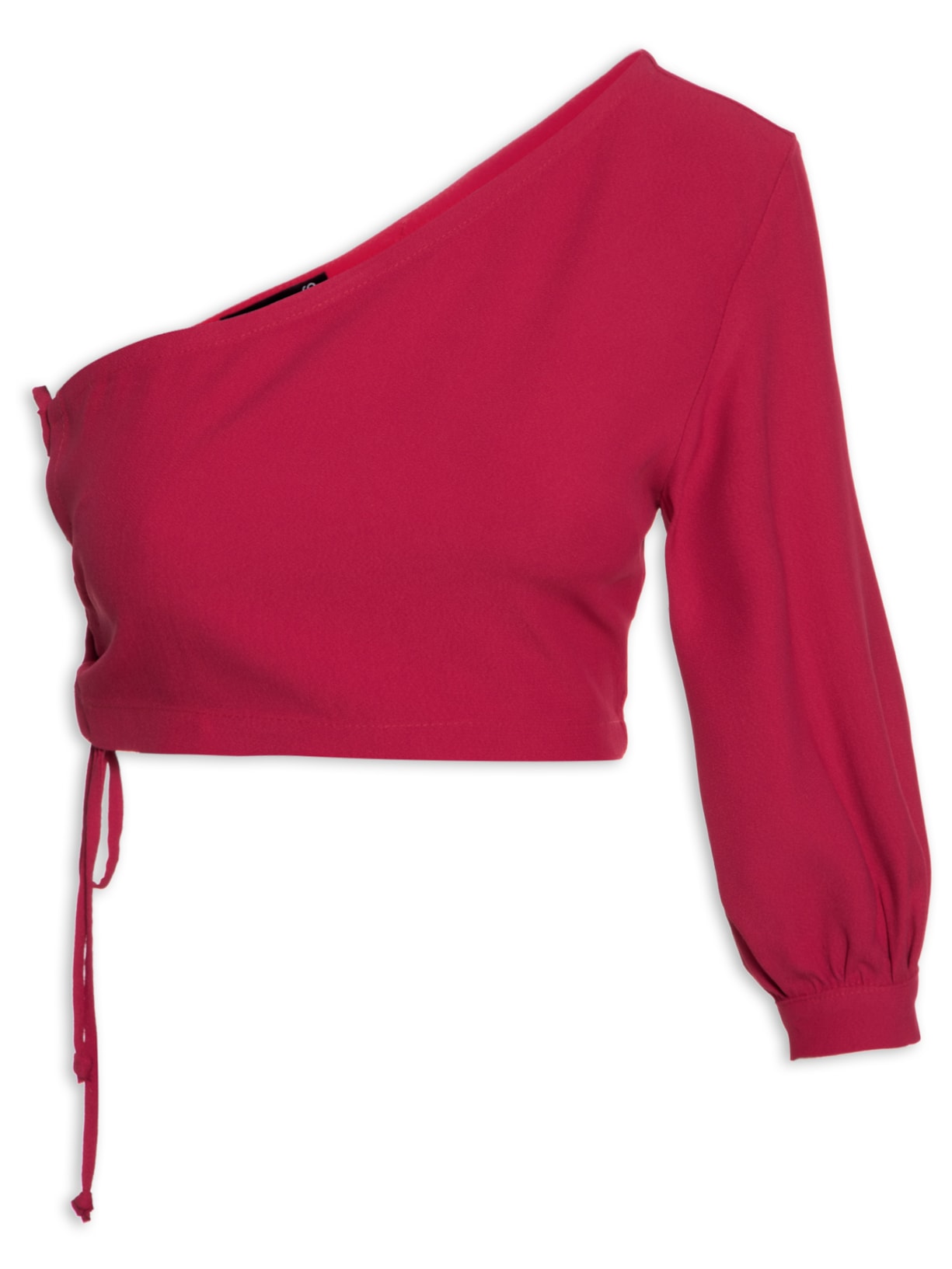 Blusa Feminina Ombro único Em Algodão Amarração Lateral - Vermelho