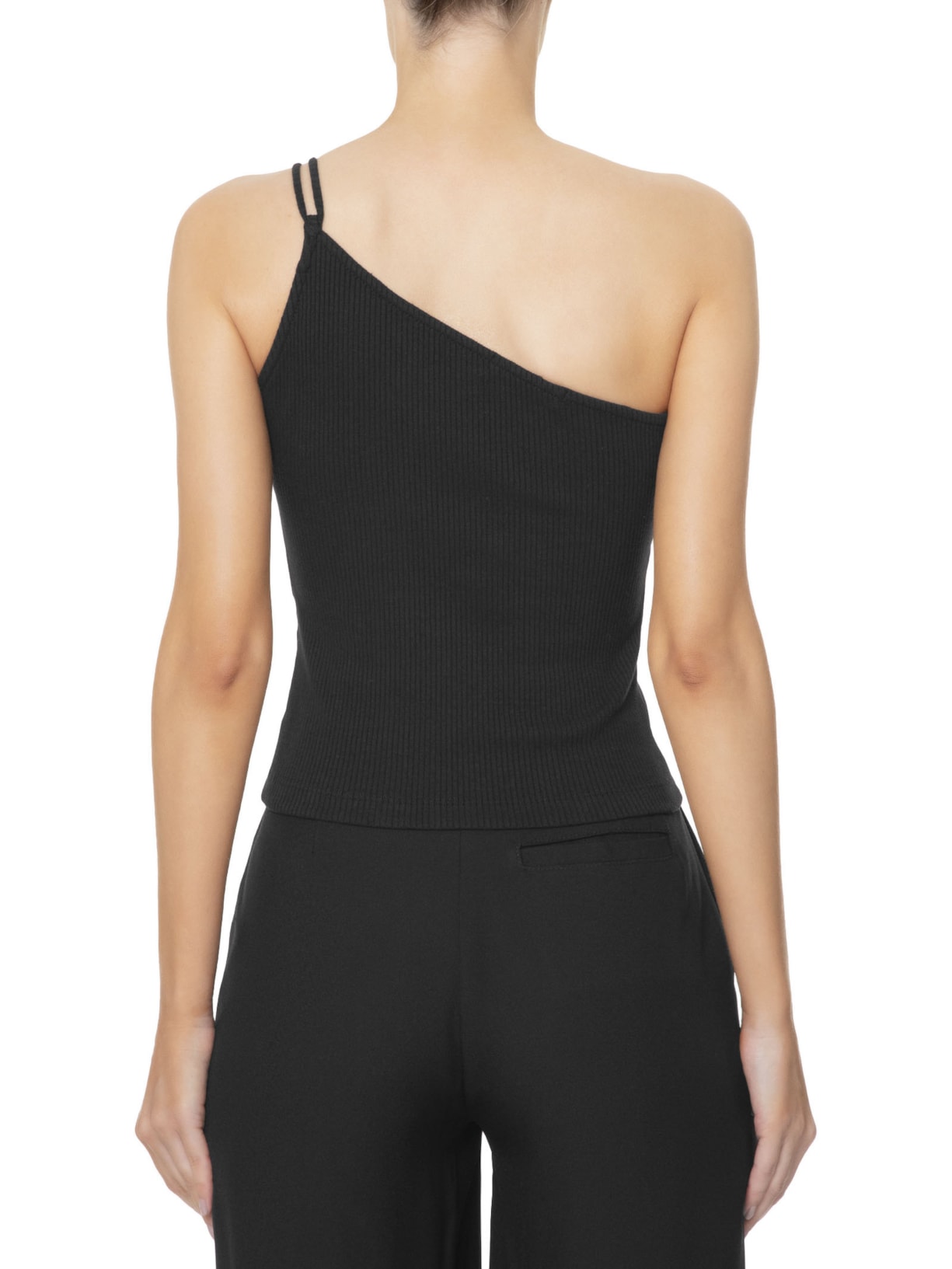 Blusa Feminina Ombro único Em Tiras Preto '2Essential