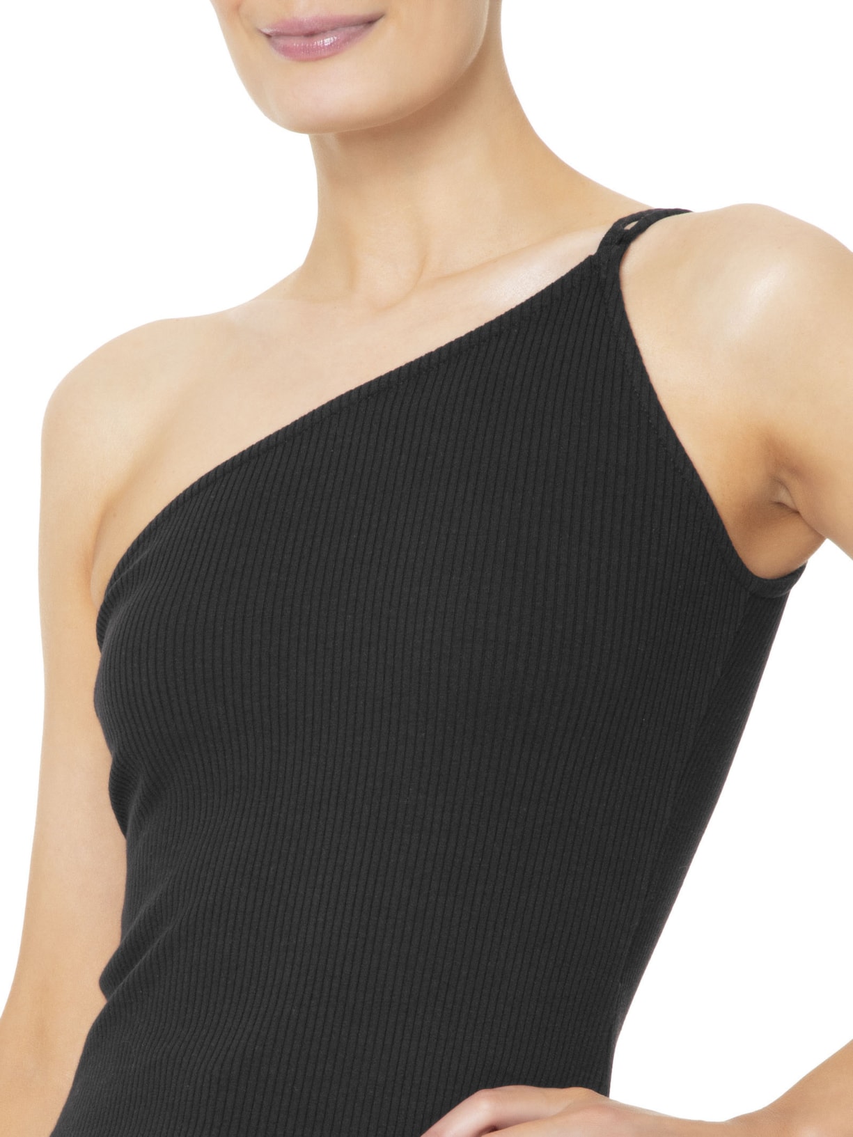 Blusa Feminina Ombro único Em Tiras Preto '2Essential