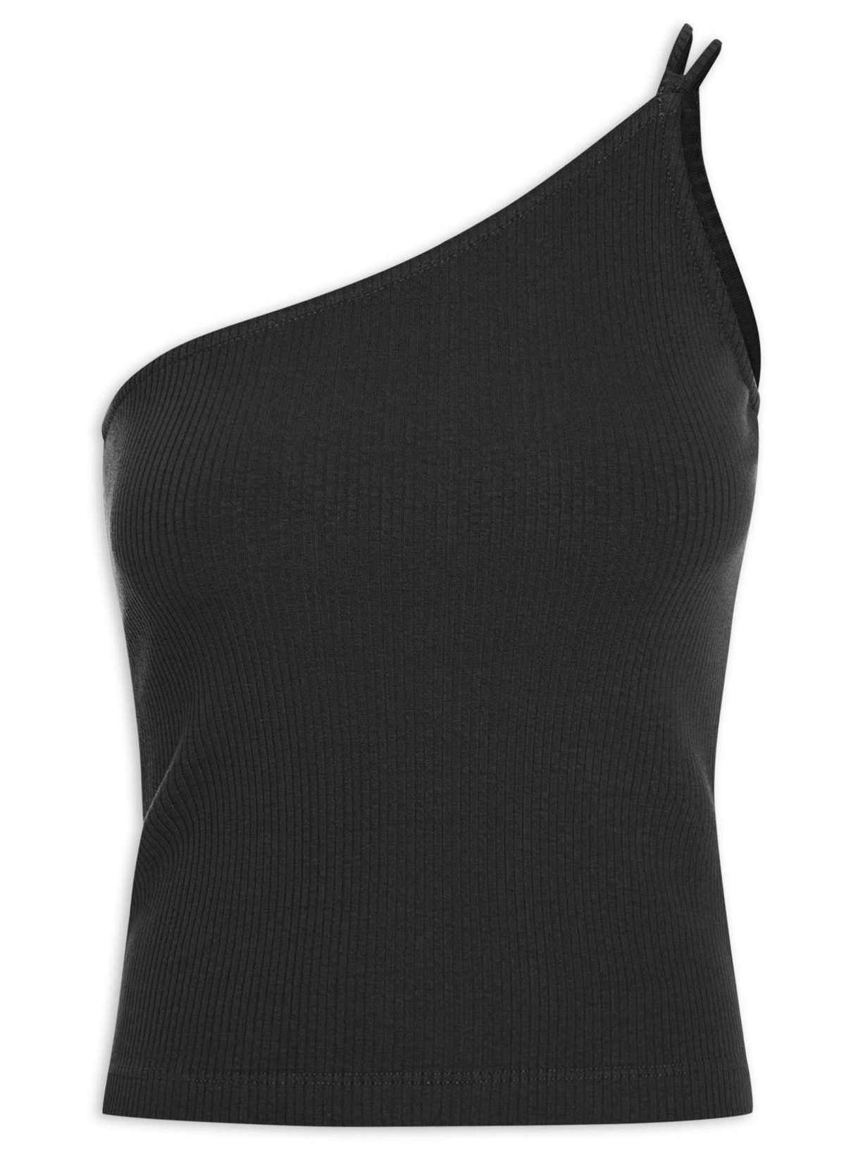 Blusa Feminina Ombro único Em Tiras Preto '2Essential