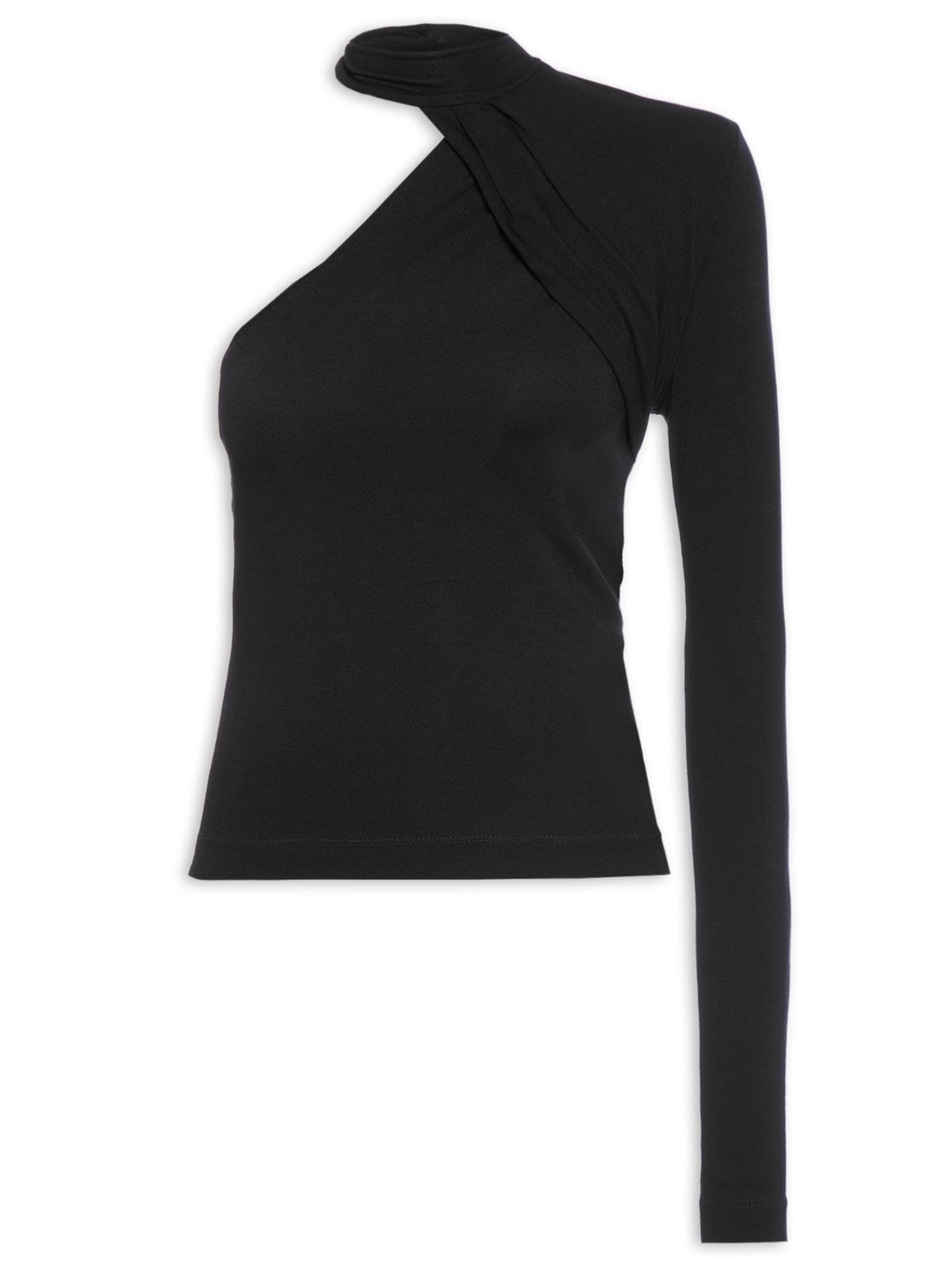 Blusa Feminina Ombro Único Franzido - Preto