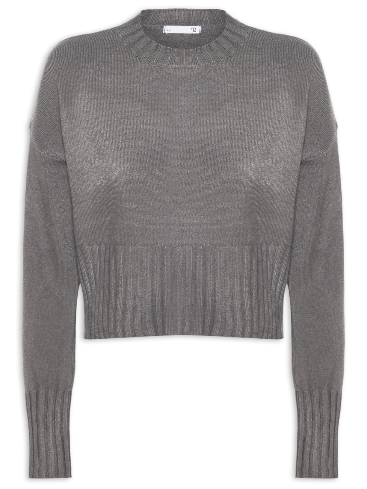 Blusa Feminina Ombros Deslocados Em Tricot Cinza '2Essential