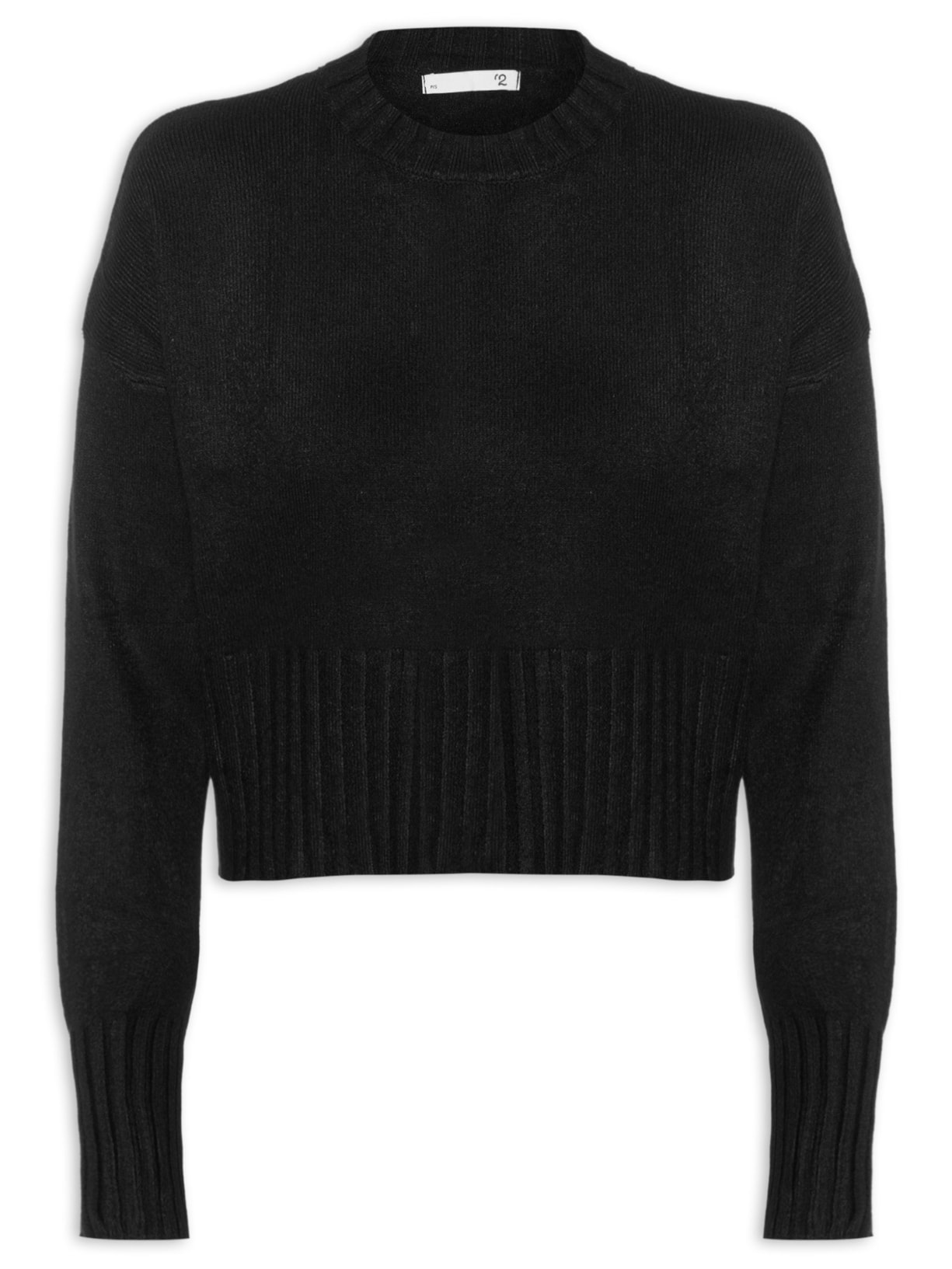 Blusa Feminina Ombros Deslocados Em Tricot - Preto