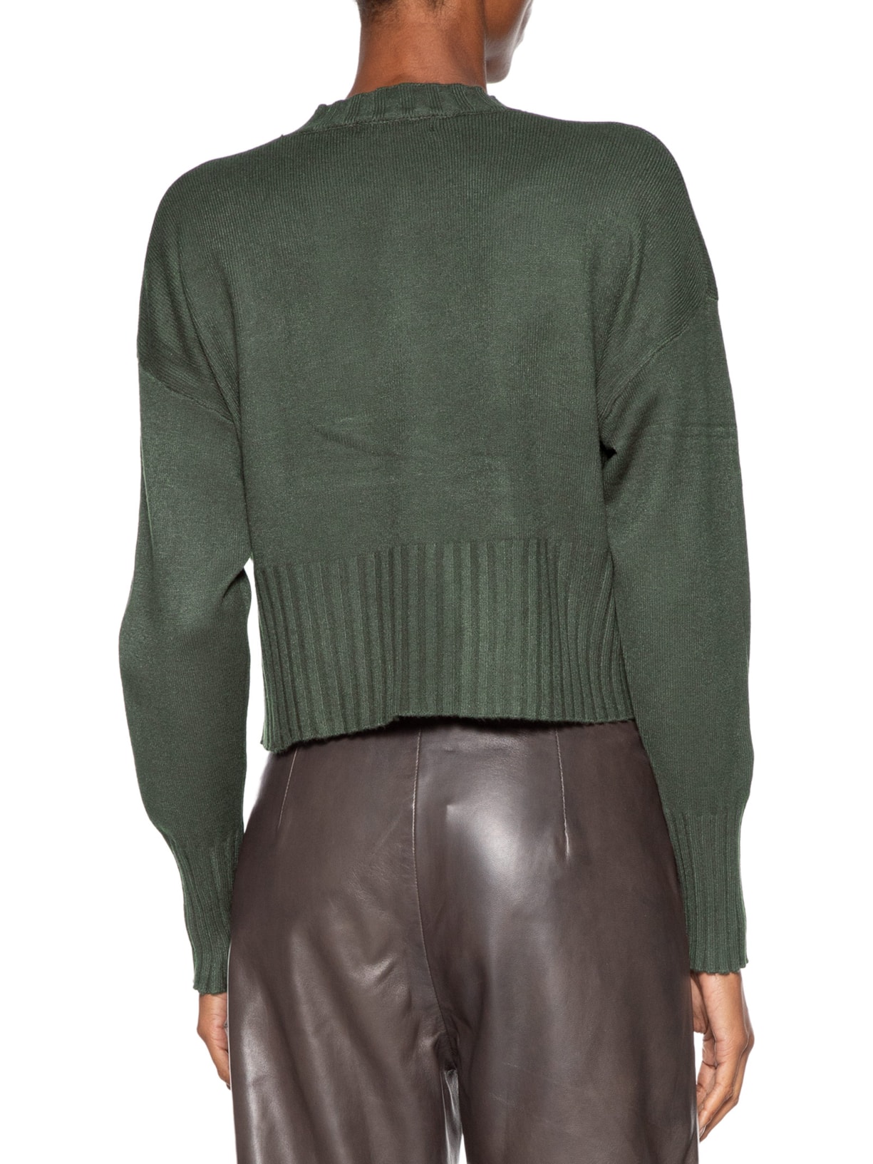 Blusa Feminina Ombros Deslocados Em Tricot Verde '2Essential