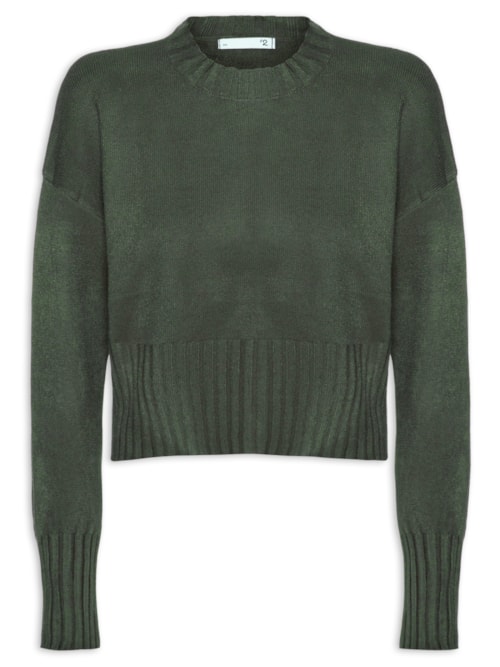 Blusa Feminina Ombros Deslocados Em Tricot - Verde