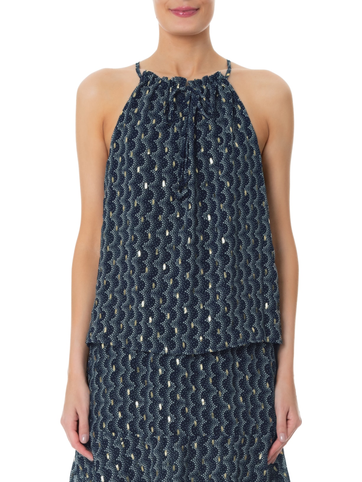 Blusa Feminina Ondas Azul Maria Filó