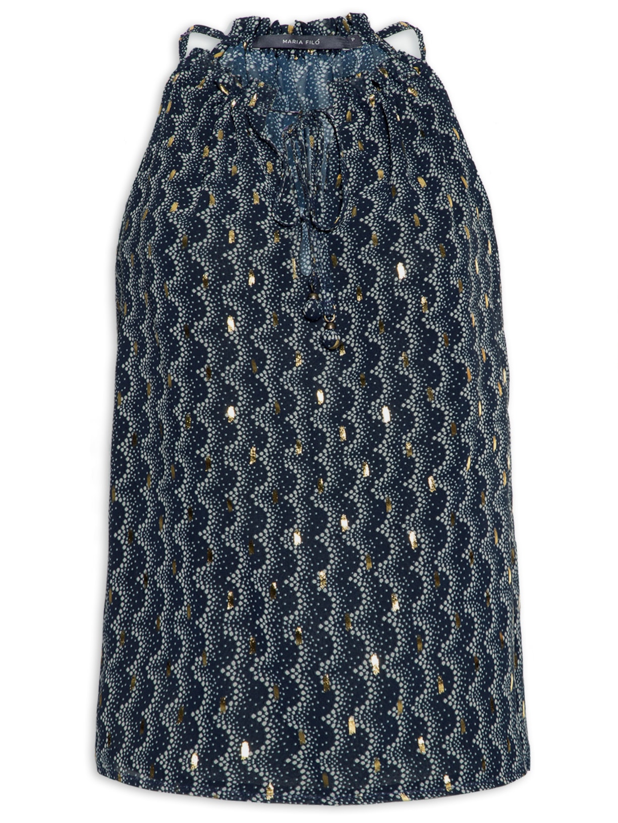 Blusa Feminina Ondas Azul Maria Filó