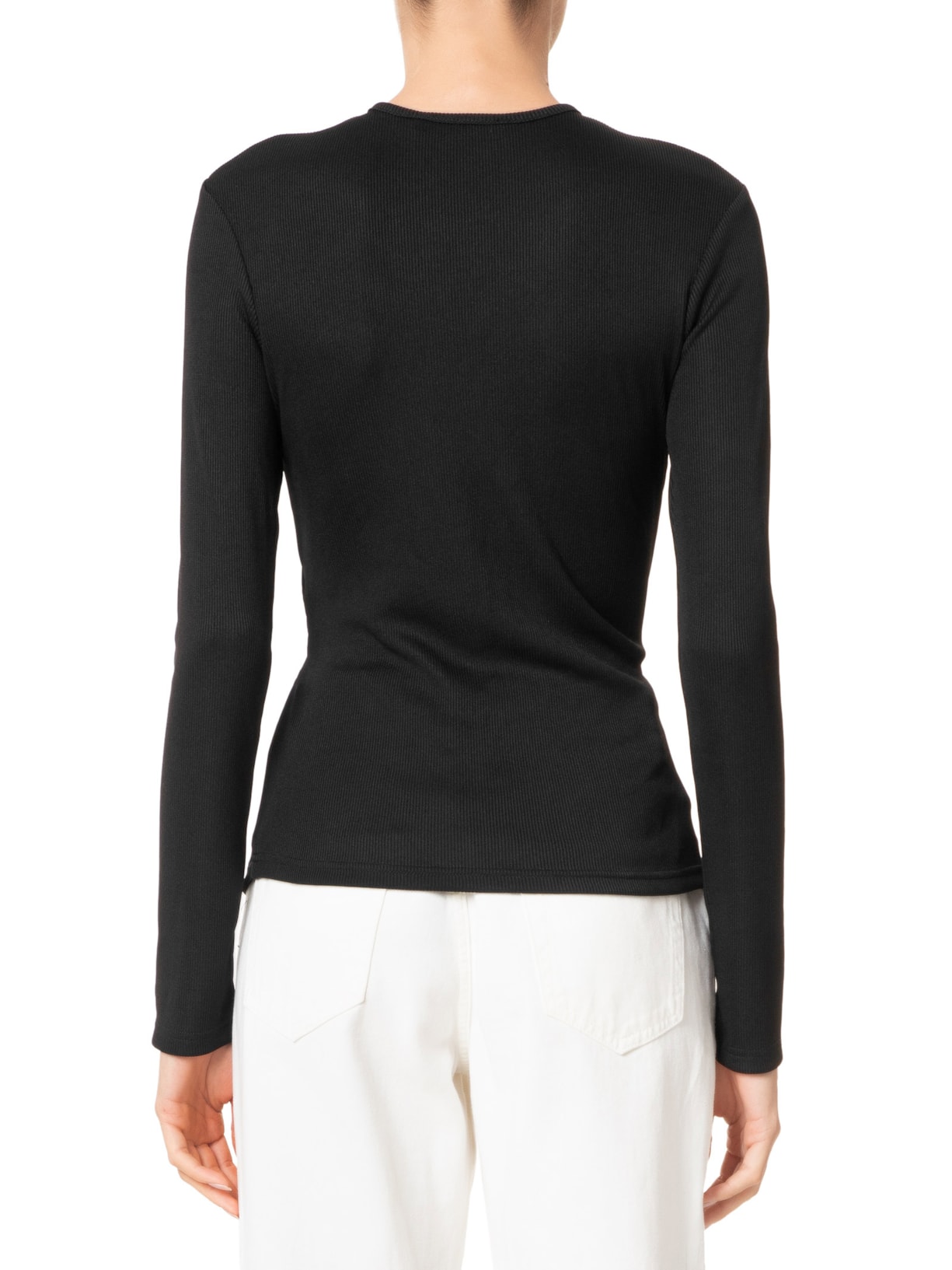 Blusa Feminina Orbit Ruched Long Sleeve Preto Christopher Esber