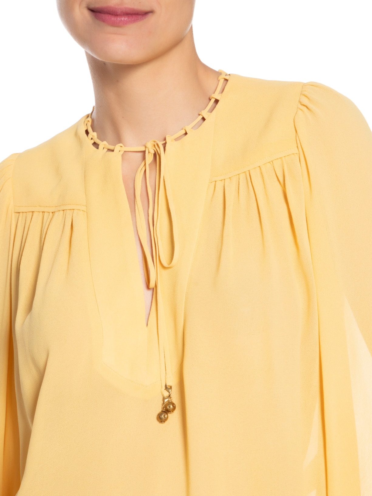 Blusa Feminina Pala Franzida Amarelo Maria Filó