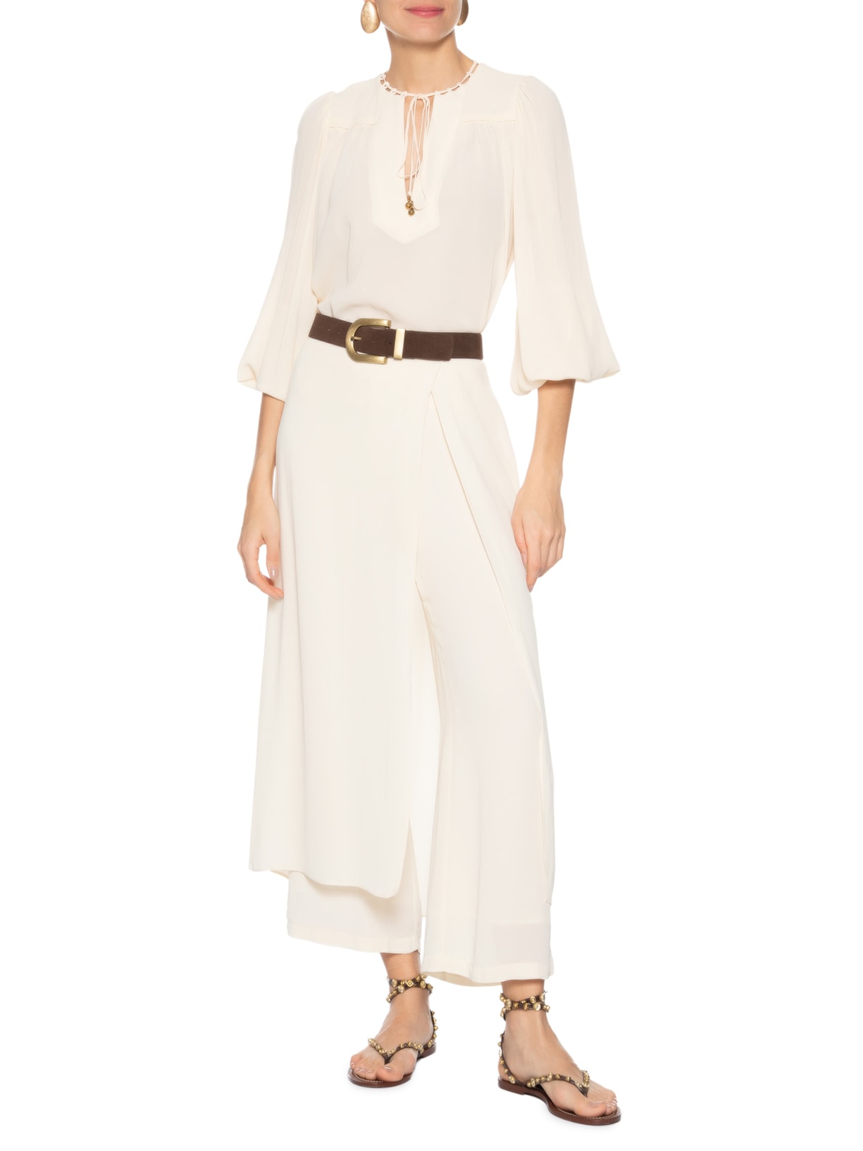 Blusa Feminina Pala Franzida Ggt Bege Maria Filó