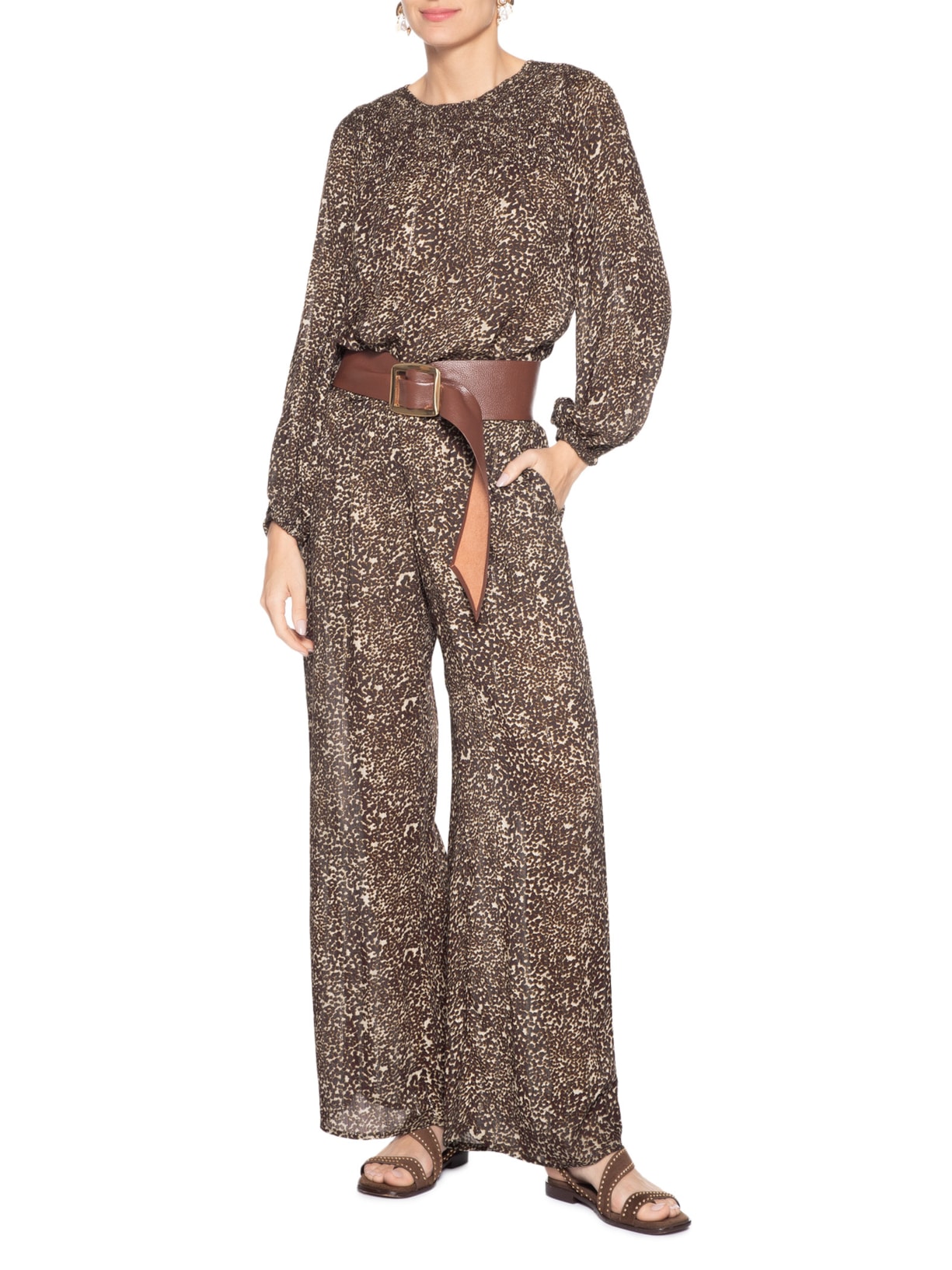 Blusa Feminina Pala Lastéx Estampa Kira Animal Print Maria Filó