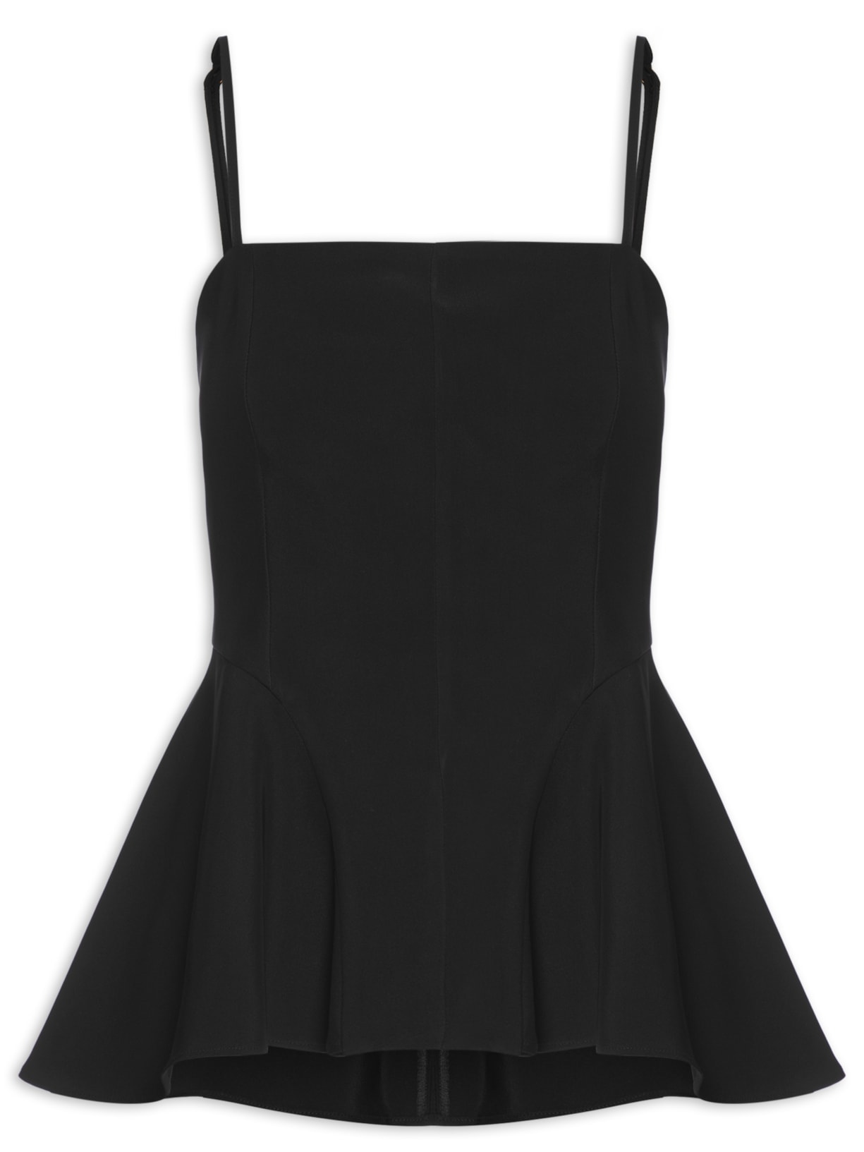 Blusa Feminina Peplum Com Recortes Em Crepe - Preto