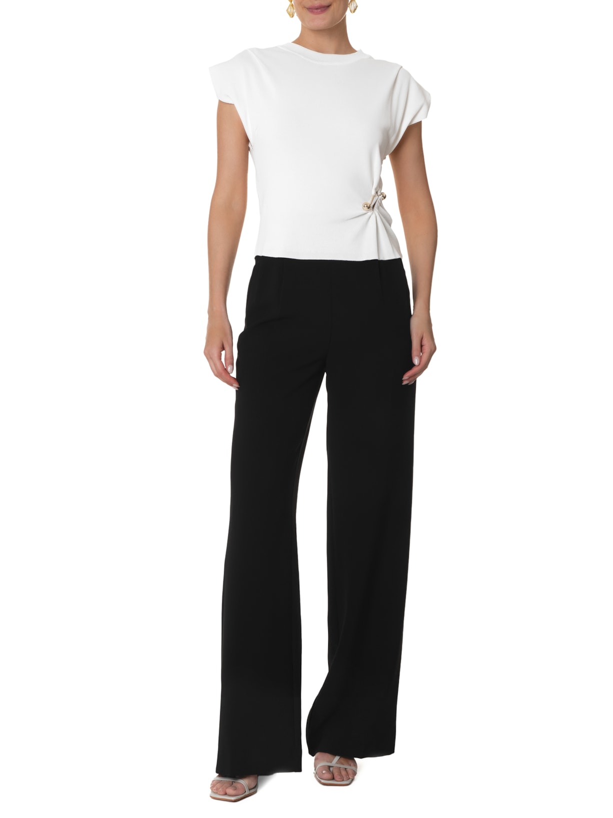 Blusa Feminina Piercing Branco  Le Lis