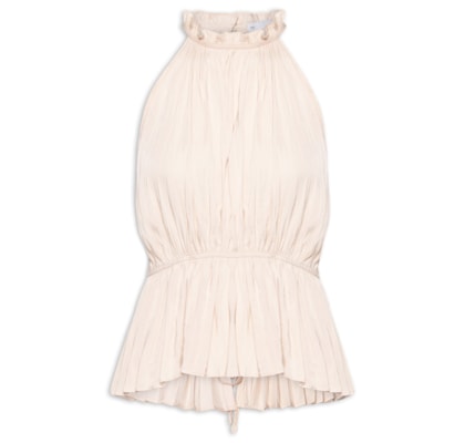 Blusa Feminina Plissada - Bege