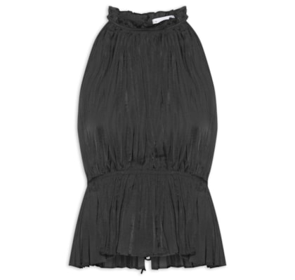 Blusa Feminina Plissada - Preto