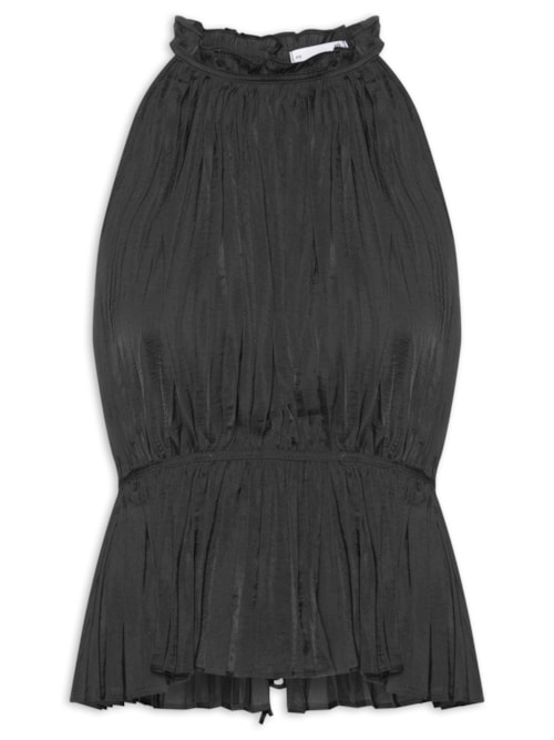 Blusa Feminina Plissada - Preto