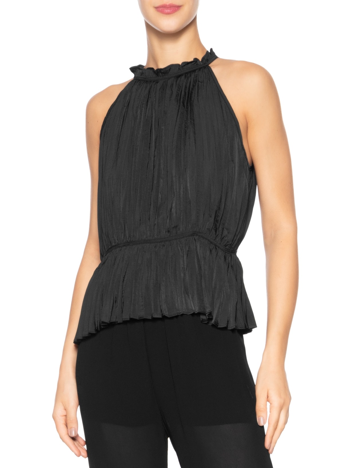 Blusa Feminina Plissada Preto '2Essential