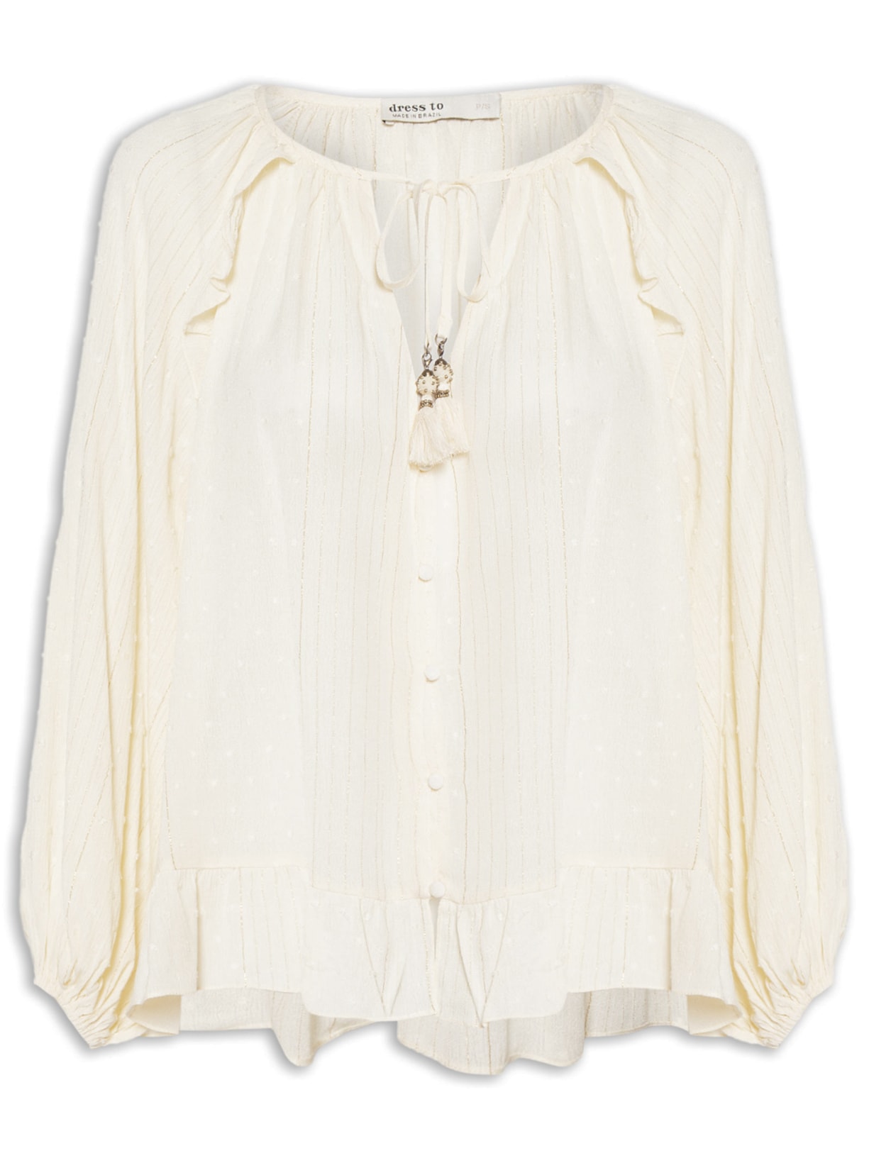 Blusa Feminina Poá Lurex Amarelo Dress To