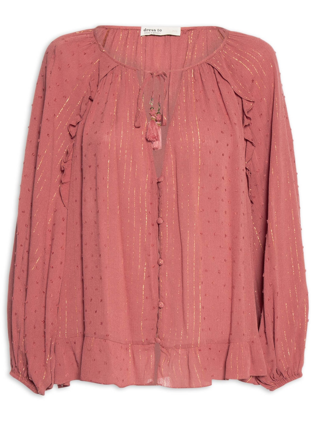 Blusa Feminina Poá Lurex - Rosa