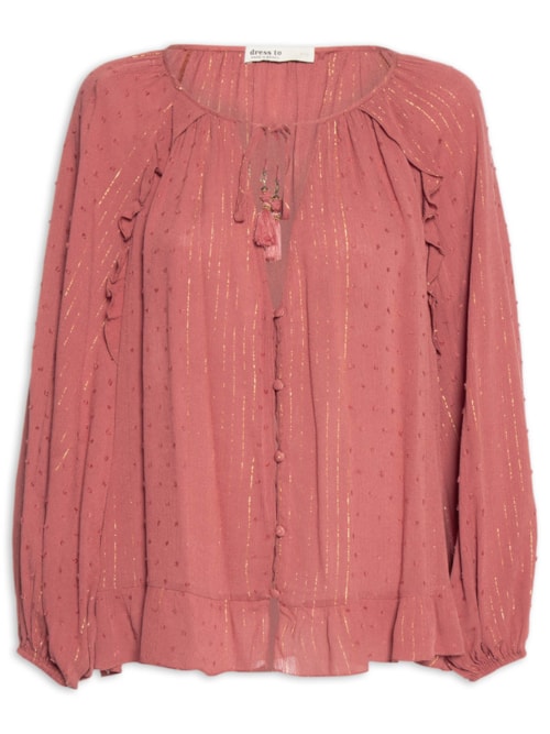 Blusa Feminina Poá Lurex - Rosa