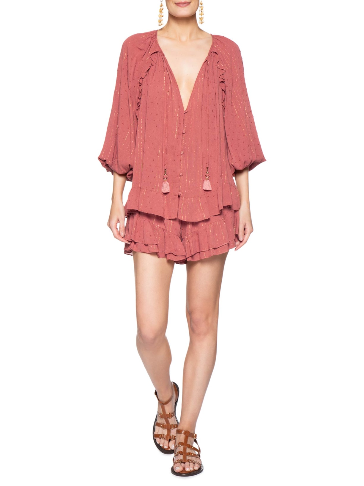 Blusa Feminina Poá Lurex Rosa Dress To