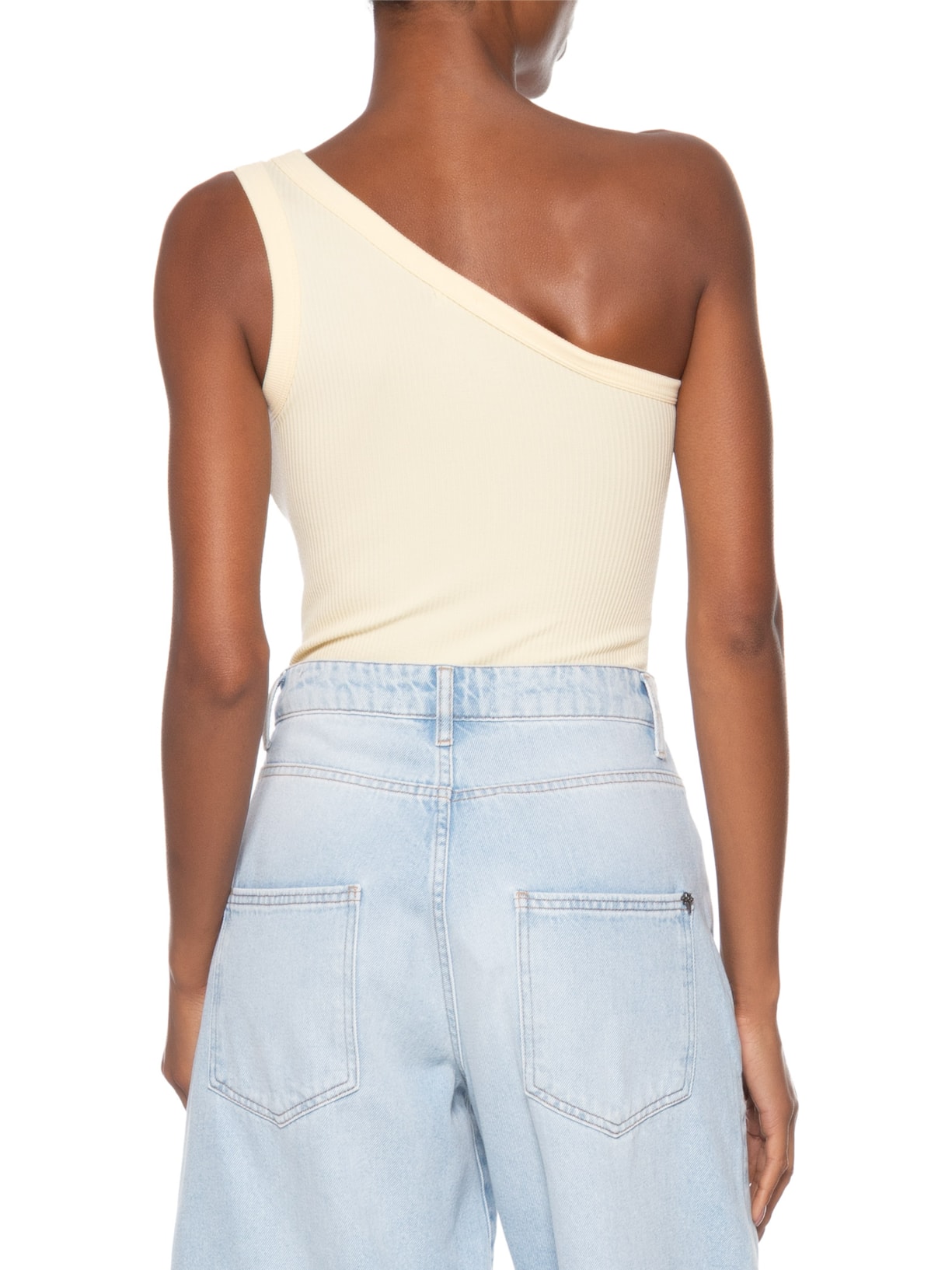 Blusa Feminina Poliamida Ombro Único Amarelo Basiq