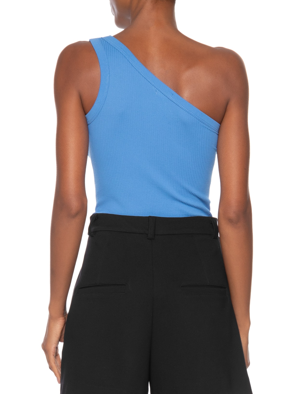 Blusa Feminina Poliamida Ombro Único Azul Basiq