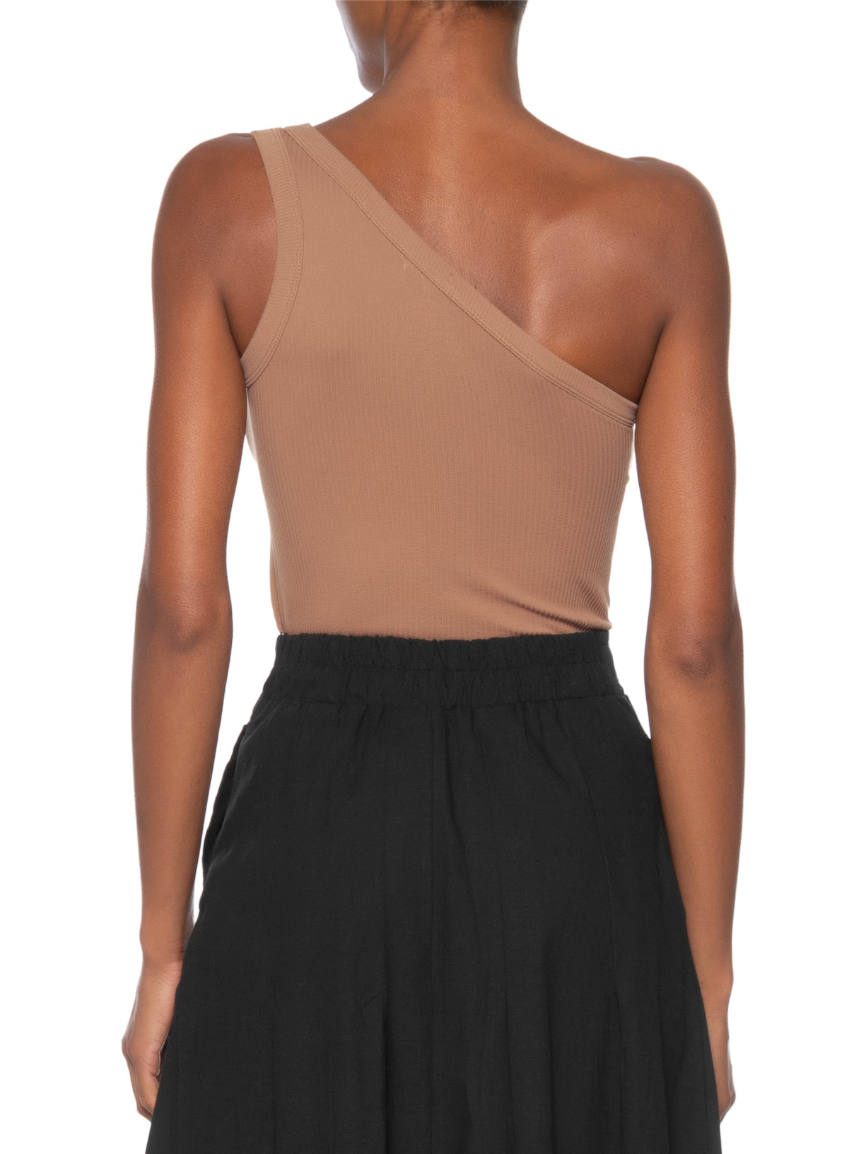 Blusa Feminina Poliamida Ombro Único Marrom Basiq