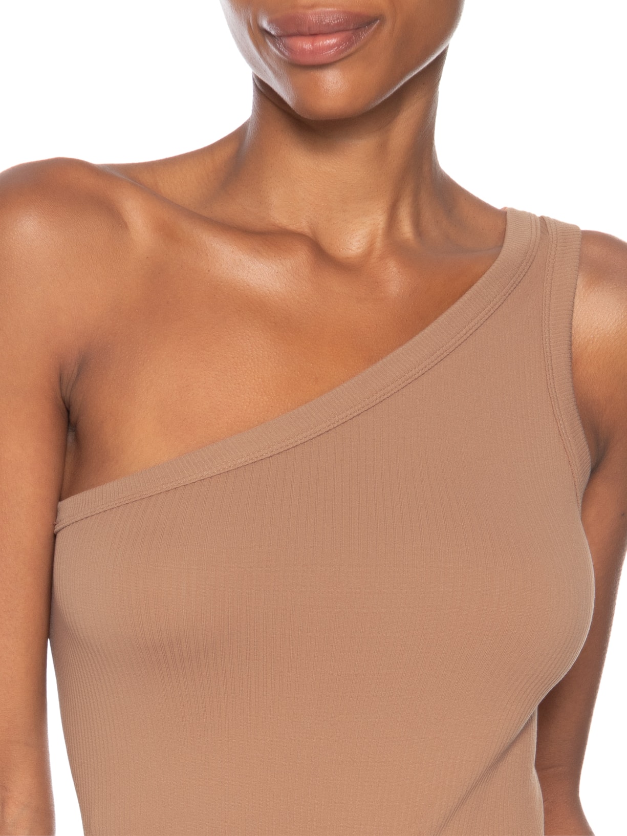 Blusa Feminina Poliamida Ombro Único Marrom Basiq