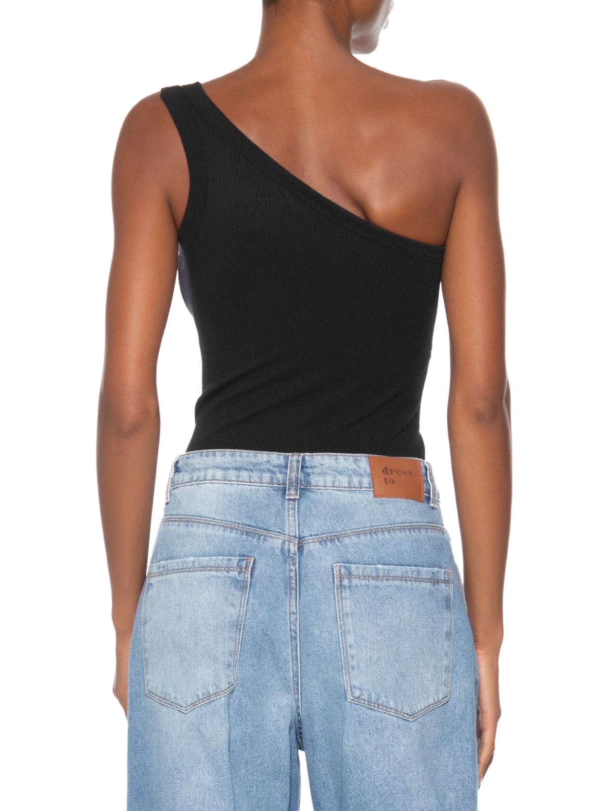 Blusa Feminina Poliamida Ombro Único Preto Basiq